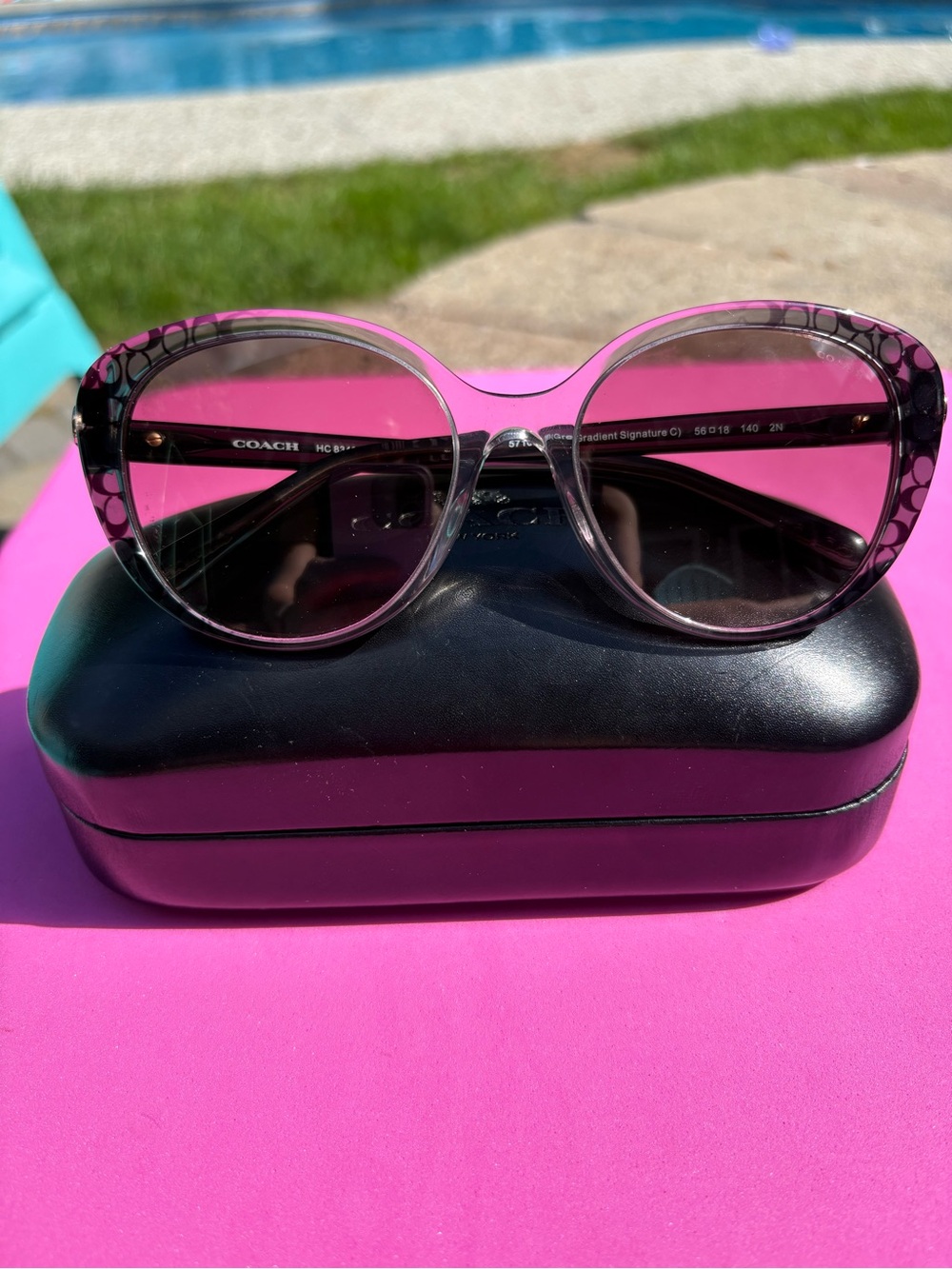 Coach Clear Gradient Round Sunglasses With Small Accent